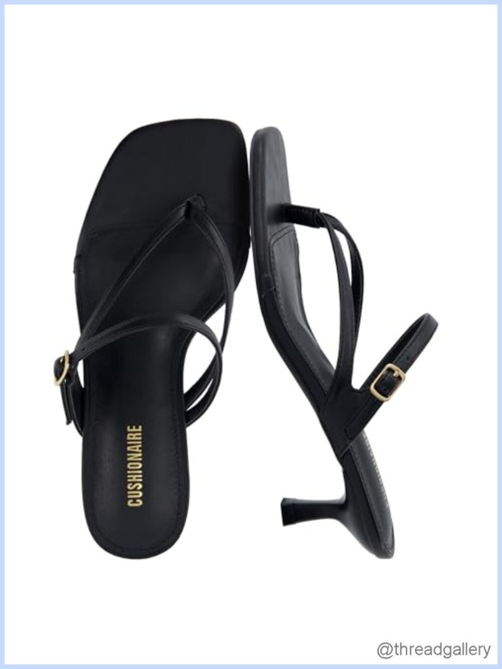 CUSHIONAIRE Madrid Kitten Heel Square Toe Faux Leather Thong Sandals